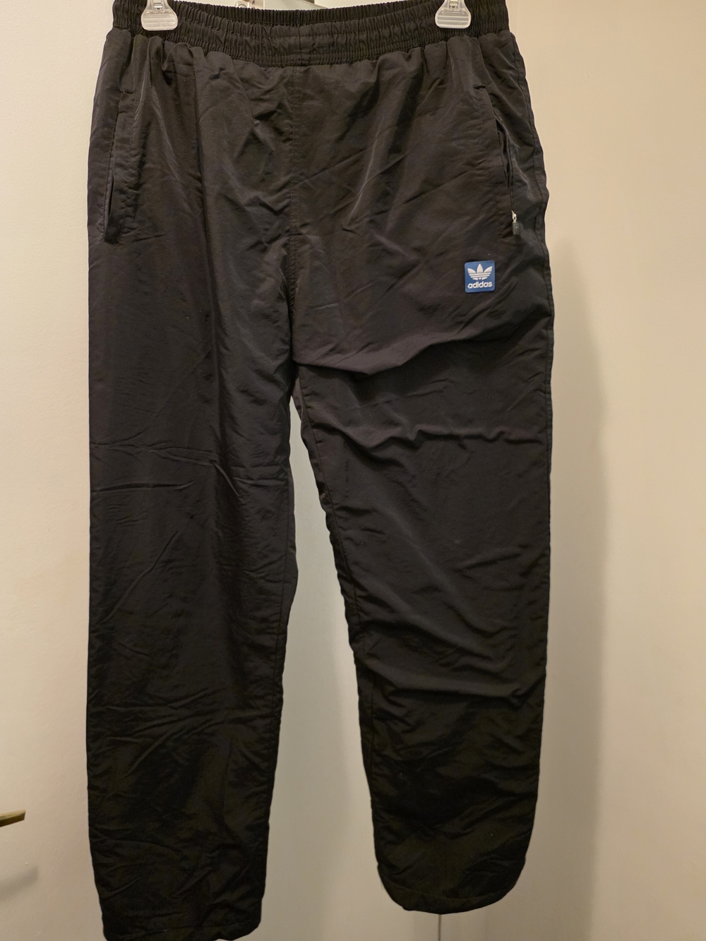 Adidas Insulated Black Joggers with Blue Trefoil Patch